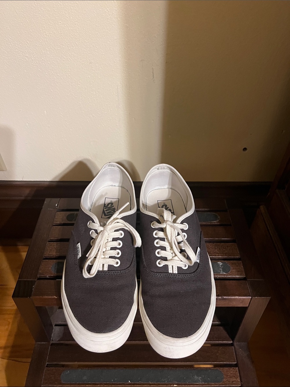 Vans Grey Canvas Low-Top Sneakers with White Accents